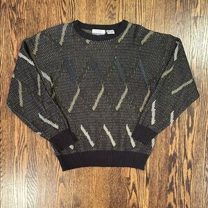 Vintage 80s Knit Sweater with Leather Patches